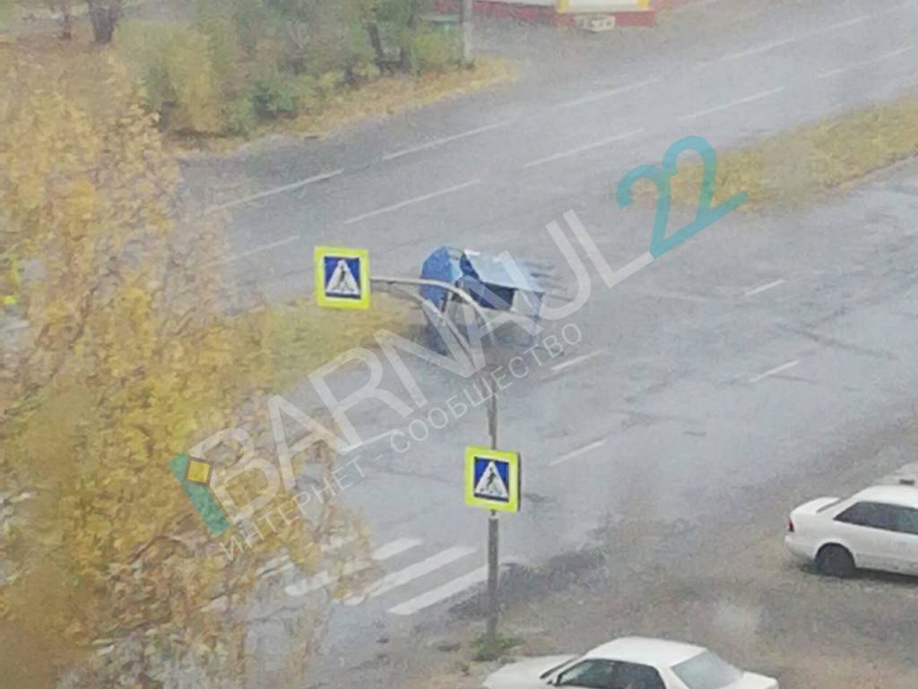 В Барнауле бушует ураган: падают деревья, рекламные щиты, остановки Фото №2