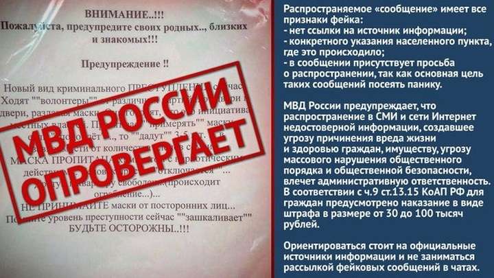 В МВД назвали фейком сообщение о масках, пропитанных наркотиком Фото №1
