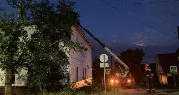 После ливня в Барнауле на школу упало дерево Фото №1