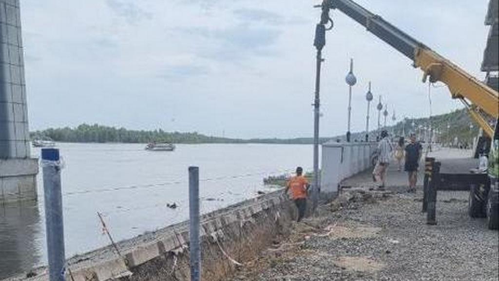 В Барнауле продолжается ремонт набережной Речного вокзала Фото №1