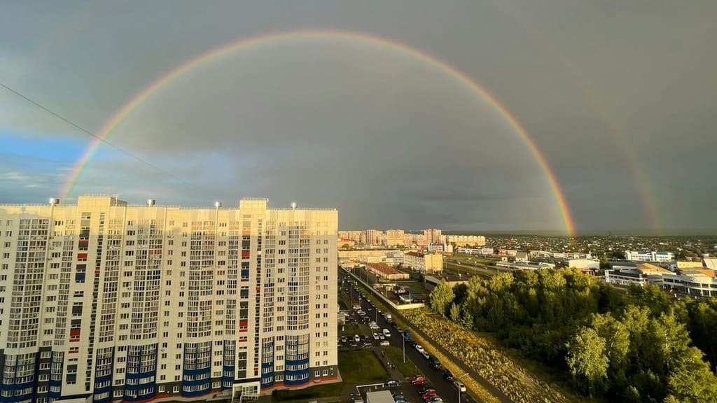 Барнаульцы поделились соцсетях фотографиями двойной радуги Фото №6