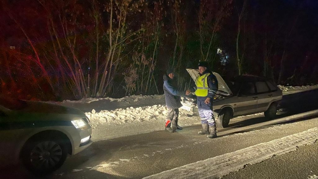 Алтайские полицейские помогли двум автолюбителям, которые застряли на трассе Фото №3