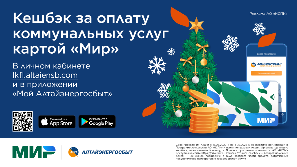 Пять вопросов «Алтайэнергосбыту» об акции «Кешбэк за оплату коммунальных услуг картой «Мир» Фото №1