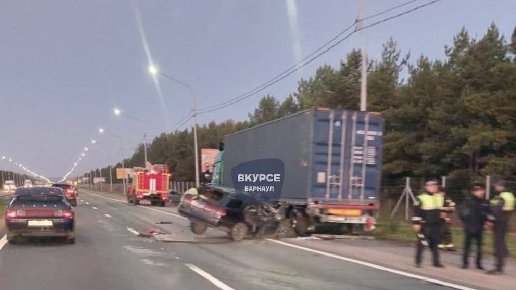 В Первомайском районе иномарка влетела в КамАз, который стоял на обочине Фото №1