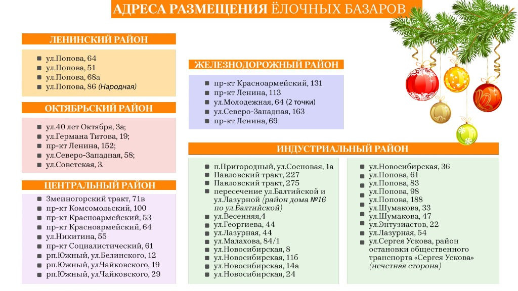 Адреса елочных базаров в Барнауле фото